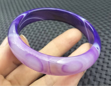 Load image into Gallery viewer, 10% OFF- 54/55/56mm Certified Natural Lavender Purple Emerald A*Jade Handcarved Original Lucky Bracelet Bangle A1940