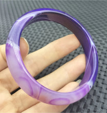 Load image into Gallery viewer, 10% OFF- 54/55/56mm Certified Natural Lavender Purple Emerald A*Jade Handcarved Original Lucky Bracelet Bangle A1940