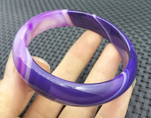 Load image into Gallery viewer, 10% OFF- 54/55/56mm Certified Natural Lavender Purple Emerald A*Jade Handcarved Original Lucky Bracelet Bangle A1940