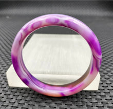 Load image into Gallery viewer, 10% OFF- 54/55/56mm Certified Natural Lavender Purple Emerald A*Jade Handcarved Original Lucky Bracelet Bangle 951