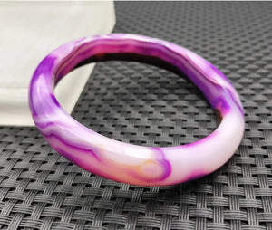 10% OFF- 54/55/56mm Certified Natural Lavender Purple Emerald A*Jade Handcarved Original Lucky Bracelet Bangle 951