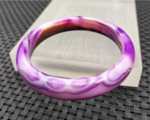 10% OFF- 54/55/56mm Certified Natural Lavender Purple Emerald A*Jade Handcarved Original Lucky Bracelet Bangle 951