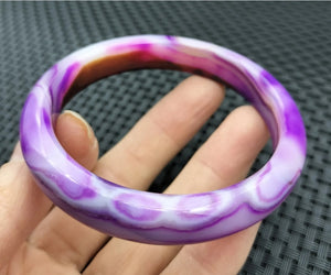 10% OFF- 54/55/56mm Certified Natural Lavender Purple Emerald A*Jade Handcarved Original Lucky Bracelet Bangle 951