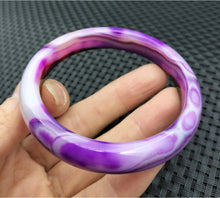 Load image into Gallery viewer, 10% OFF- 54/55/56mm Certified Natural Lavender Purple Emerald A*Jade Handcarved Original Lucky Bracelet Bangle 951