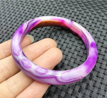 Load image into Gallery viewer, 10% OFF- 54/55/56mm Certified Natural Lavender Purple Emerald A*Jade Handcarved Original Lucky Bracelet Bangle 951