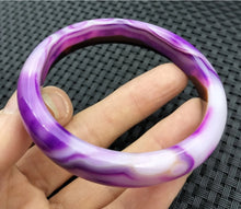 Load image into Gallery viewer, 10% OFF- 54/55/56mm Certified Natural Lavender Purple Emerald A*Jade Handcarved Original Lucky Bracelet Bangle 951