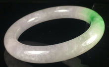 Load image into Gallery viewer, 10% OFF- 53/54/55mm Certified Natural Lavender Green Jadeite Emerald A Jade HandCarved Lucky Round Bracelet Bangle GX847