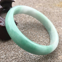 Load image into Gallery viewer, 10% OFF- 54/55/56mm Certified Natural Lavender Light Green Jadeite Emerald A Jade HandCarved Lucky Bracelet Bangle GX565