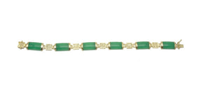 10% OFF- 190mm/7.5in Certified Natural Multi-Color Ice Jadeite Emerald Jade Gems Gold Plated Fortune Lucky Link Clasp Bracelet