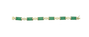 10% OFF- 190mm/7.5in Certified Natural Ice Jadeite Emerald Jade Gems Gold Plated Fortune Lucky Link Clasp Bracelet