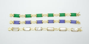 10% OFF- 190mm/7.5in Certified Natural Ice Jadeite Emerald Jade Gems Gold Plated Fortune Lucky Link Clasp Bracelet