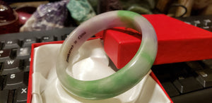 10% OF- 57/58/59mm Certified Natural 3 Color Jadeite Emerald A*Jade HandCarved Lucky Bracelet Bangle GX641