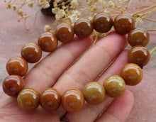 Load image into Gallery viewer, 55-63mm Certified Natural Red Orange Yellow Jadeite Emerald A Jade Carved 12mm Beads Stretchy-Bracelet HL2819 with Gift Box