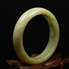 Load image into Gallery viewer, 10% OFF- 51/52/53mm Certified Natural Yellow Gold Emerald Xiu Jade*A Handcarved Bangle VV6035