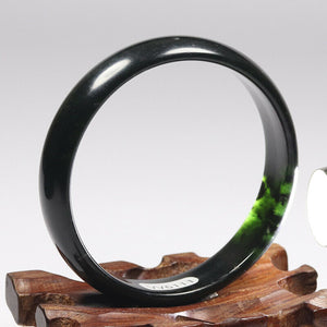 10% OF- 52/53/54mm Certified Natural Black Green Jadeite Emerald A*Jade HandCarved Bracelet Bangle VV6111