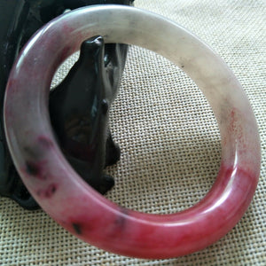 10% OFF- 53/54/55mm Certified Natural Red Emerald Xiu Jade A HandCarved Lucky Round Bracelet Bangle A145