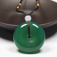 Load image into Gallery viewer, 10% OFF- Certified Natural Green Jade HandCarved Peace Buckle Pendant