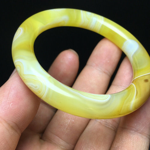 10% OF- 52/53/54mm Certified Natural Yellow Gold Emerald A*Jade HandCarved Round Bracelet Bangle A347