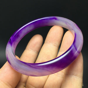 10% OF- 60/61/62mm Certified Natural Lavender Purple Emerald A*Jade HandCarved Bracelet Bangle A344