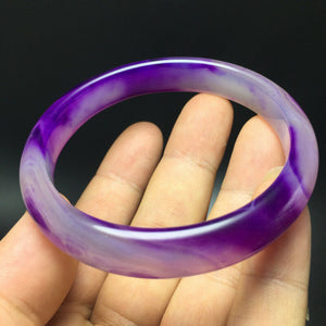 10% OF- 60/61/62mm Certified Natural Lavender Purple Emerald A*Jade HandCarved Bracelet Bangle A344