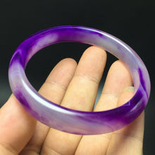 Load image into Gallery viewer, 10% OF- 60/61/62mm Certified Natural Lavender Purple Emerald A*Jade HandCarved Bracelet Bangle A344