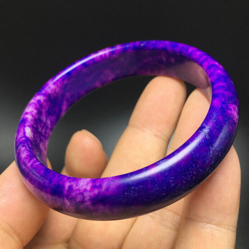 10% OF- 58/59/60mm Certified Natural Lavender Purple Emerald A*Jade HandCarved Bracelet Bangle A343