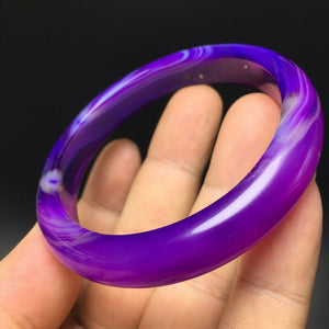 10% OF- 56/57/58mm Certified Natural Lavender Purple Emerald A*Jade HandCarved Bracelet Bangle A345