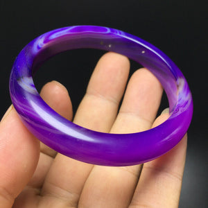 10% OF- 56/57/58mm Certified Natural Lavender Purple Emerald A*Jade HandCarved Bracelet Bangle A345