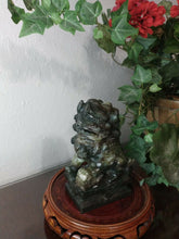 Load image into Gallery viewer, 7in/177.8mm H- Chinese Vintage Genuine Natural Spinach Green Jade HandCarved Lion Statue