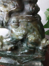 Load image into Gallery viewer, 7in/177.8mm H- Chinese Vintage Genuine Natural Spinach Green Jade HandCarved Lion Statue