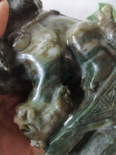 Load image into Gallery viewer, 7in/177.8mm H- Chinese Vintage Genuine Natural Spinach Green Jade HandCarved Lion Statue