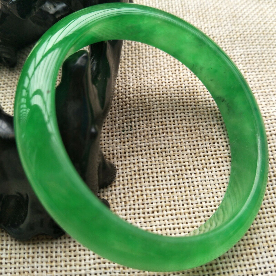 10% OFF- 54/55/56mm Certified Natural Jadeite Emerald A*Jade HandCarved Bracelet Bangle Z648