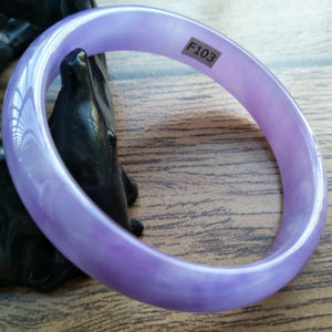 61/62/63mm Certified Natural Lavender Jadeite Emerald A*Jade HandCarved Lucky Bracelet Bangle F103