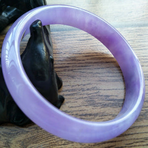 61/62/63mm Certified Natural Lavender Jadeite Emerald A*Jade HandCarved Lucky Bracelet Bangle F103