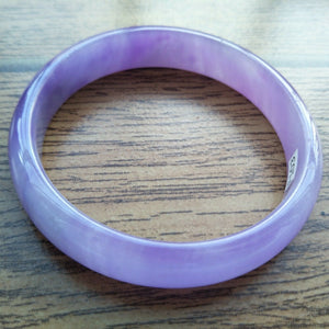 61/62/63mm Certified Natural Lavender Jadeite Emerald A*Jade HandCarved Lucky Bracelet Bangle F103