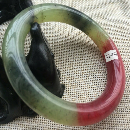 10% OFF- 54/55/56mm Certified Natural Red Xiu A*Jade HandCarved Lucky Round Bracelet Bangle A149