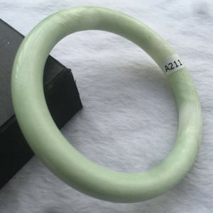 10% OFF- 58/59/60mm Certified Natural Light Green Jadeite Emerald A*Jade HandCarved Lucky Round Bracelet Bangle A211