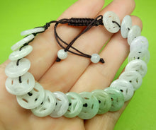 Load image into Gallery viewer, 10% OFF- 54-63mm Certified Natural White Light Green Jadeite Emerald A*Jade Hand-Knitting Lucky Coins Adjustable Bracelet《Grade A》A9641