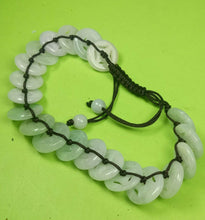 Load image into Gallery viewer, 10% OFF- 54-63mm Certified Natural White Light Green Jadeite Emerald A*Jade Hand-Knitting Lucky Coins Adjustable Bracelet《Grade A》A9641