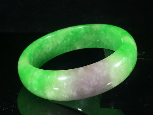 10% OFF- 52/53/54mm Certified Natural Lavender Green Jadeite Emerald A*Jade HandCarved Lucky Bracelet Bangle GX419/C047