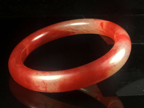 10% OFF- 54/55/56mm Certified Natural Red Jadeite Emerald A*Jade HandCarved Lucky Jade Round Bangle A074