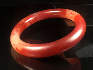 10% OFF- 54/55/56mm Certified Natural Red Jadeite Emerald A*Jade HandCarved Lucky Jade Round Bangle A074