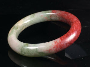 10% OFF- 53/54/55mm Certified Natural Red Jadeite Emerald A*Jade HandCarved Lucky Jade Round Bangle A076