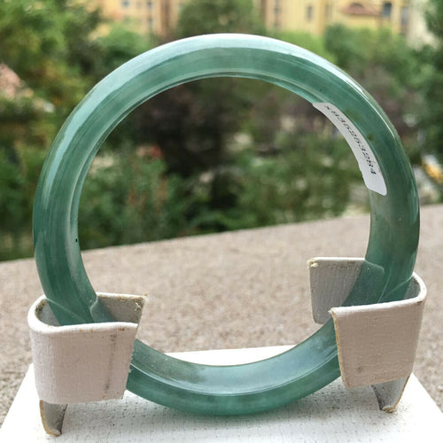 10% OFF- 54/55/56mm Certified Natural Oily Green Jadeite Emerald A*Jade HandCarved Lucky Bracelet Bangle x3284