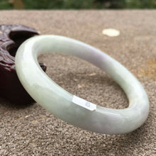 Load image into Gallery viewer, 10% OFF- 54/55/56mm Certified Natural Lavender Jadeite Emerald A*Jade HandCarved Lucky Round Bracelet Bangle HA40