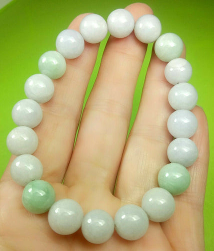 10% OFF- 55-63mm Certified Natural Lavender Light Green Jadeite Emerald A Jade HandCarved Translucent Lucky 10MM Beads Stretchy-Bracelet《Grade A》A2459