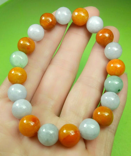 10% OFF- 55-63mm Certified Natural Multi-Color Jadeite Emerald A Jade HandCarved Translucent Lucky 10MM Beads Stretchy-Bracelet《Grade A》A6902