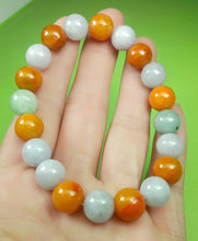 Load image into Gallery viewer, 10% OFF- 55-63mm Certified Natural Multi-Color Jadeite Emerald A Jade HandCarved Translucent Lucky 10MM Beads Stretchy-Bracelet《Grade A》A6902