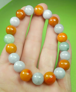 10% OFF- 55-63mm Certified Natural Multi-Color Jadeite Emerald A Jade HandCarved Translucent Lucky 10MM Beads Stretchy-Bracelet《Grade A》A6902