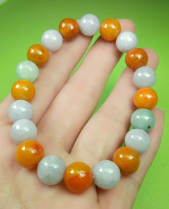 10% OFF- 55-63mm Certified Natural Multi-Color Jadeite Emerald A Jade HandCarved Translucent Lucky 10MM Beads Stretchy-Bracelet《Grade A》A6902